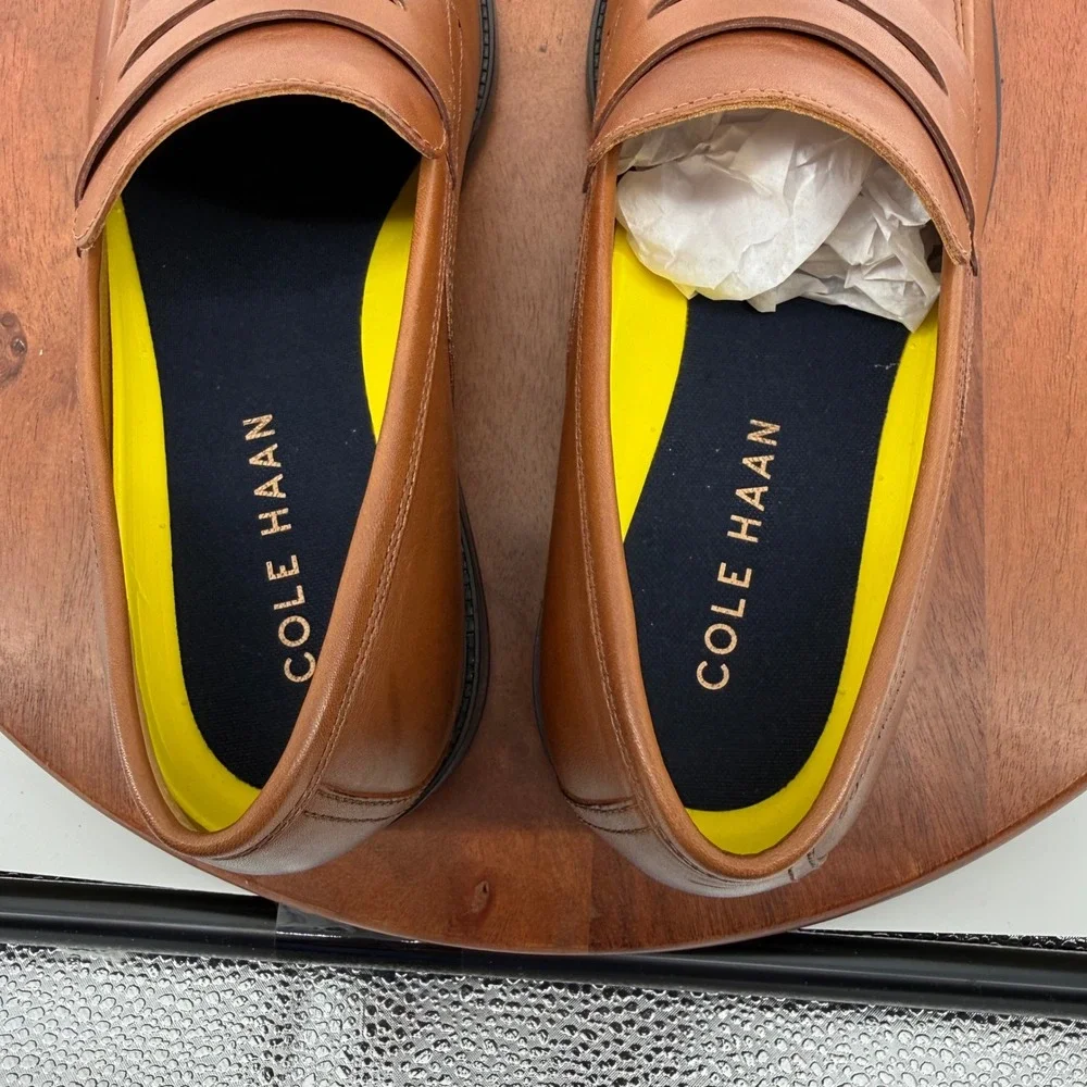 Cole Haan Hawthorne Penny Loafer British Tan Leather Dress Shoes Men's Size 9.5M